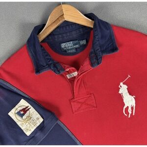 Ralph Lauren Polo Shirt 2XL Red Big Pony Rugby PRL Yacht Club 1st Class Burgee
